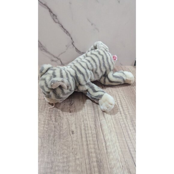 Ty Beanie Buddy SILVER the Cat Gray Striped Tabby Plush Stuffed Animal 1999 - Picture 6 of 9